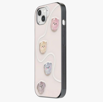 Puffy Face Parade Glass Case photographed in natural light showing reflective finish and design depth.