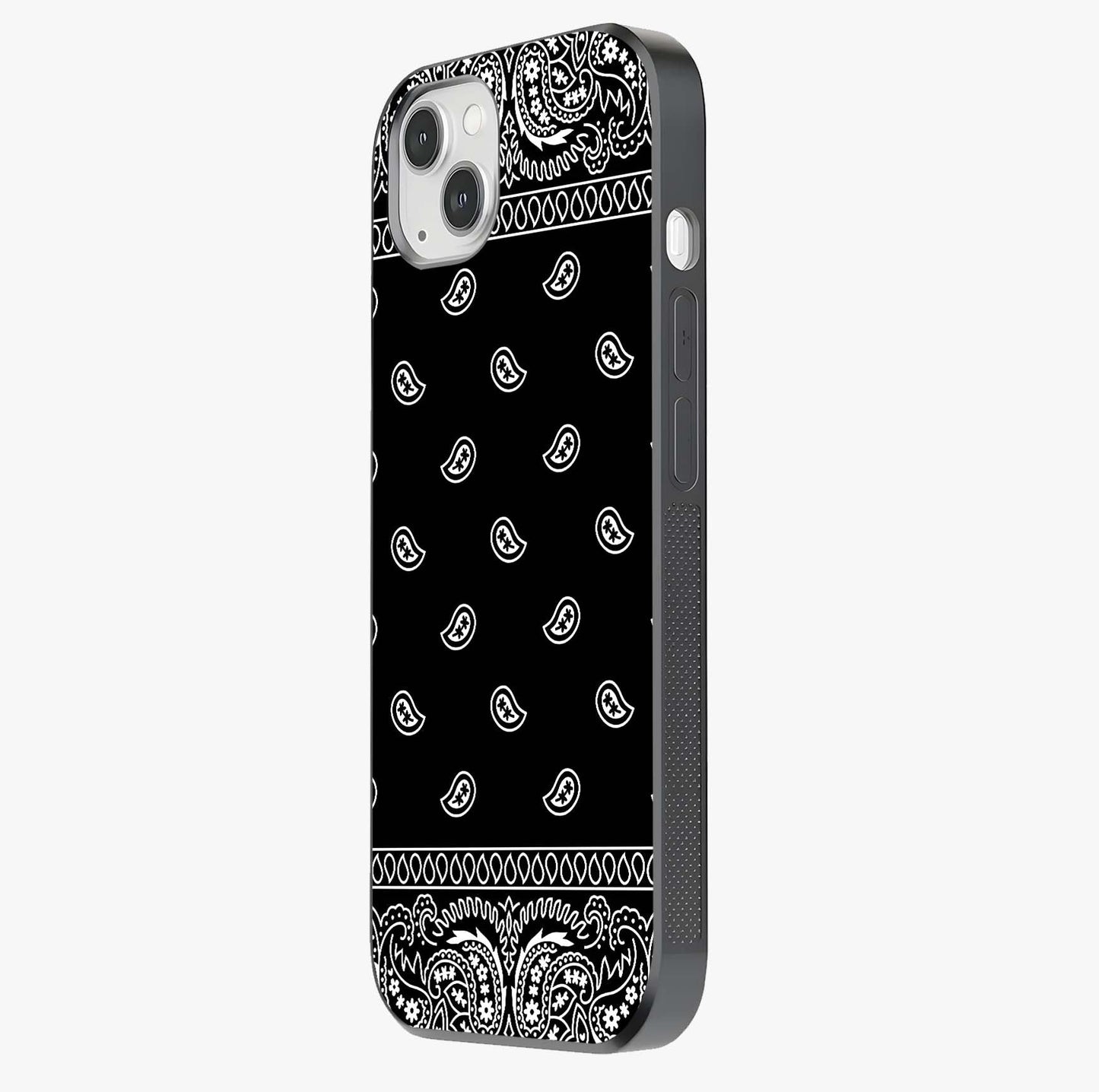 Retro Rebel Threads Glass Case photographed in natural light showing reflective finish and design depth.