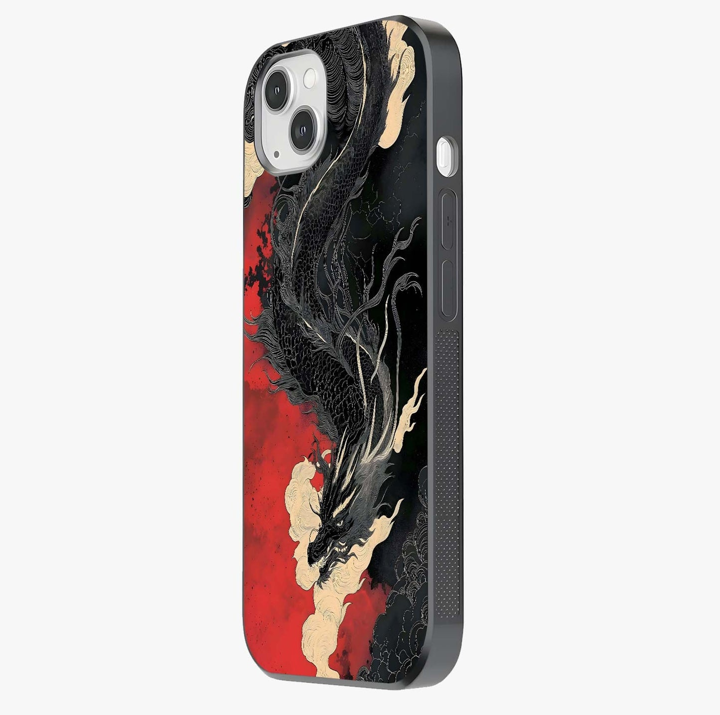 Shadow Dragon Fury Glass Case photographed in natural light showing reflective finish and design depth.