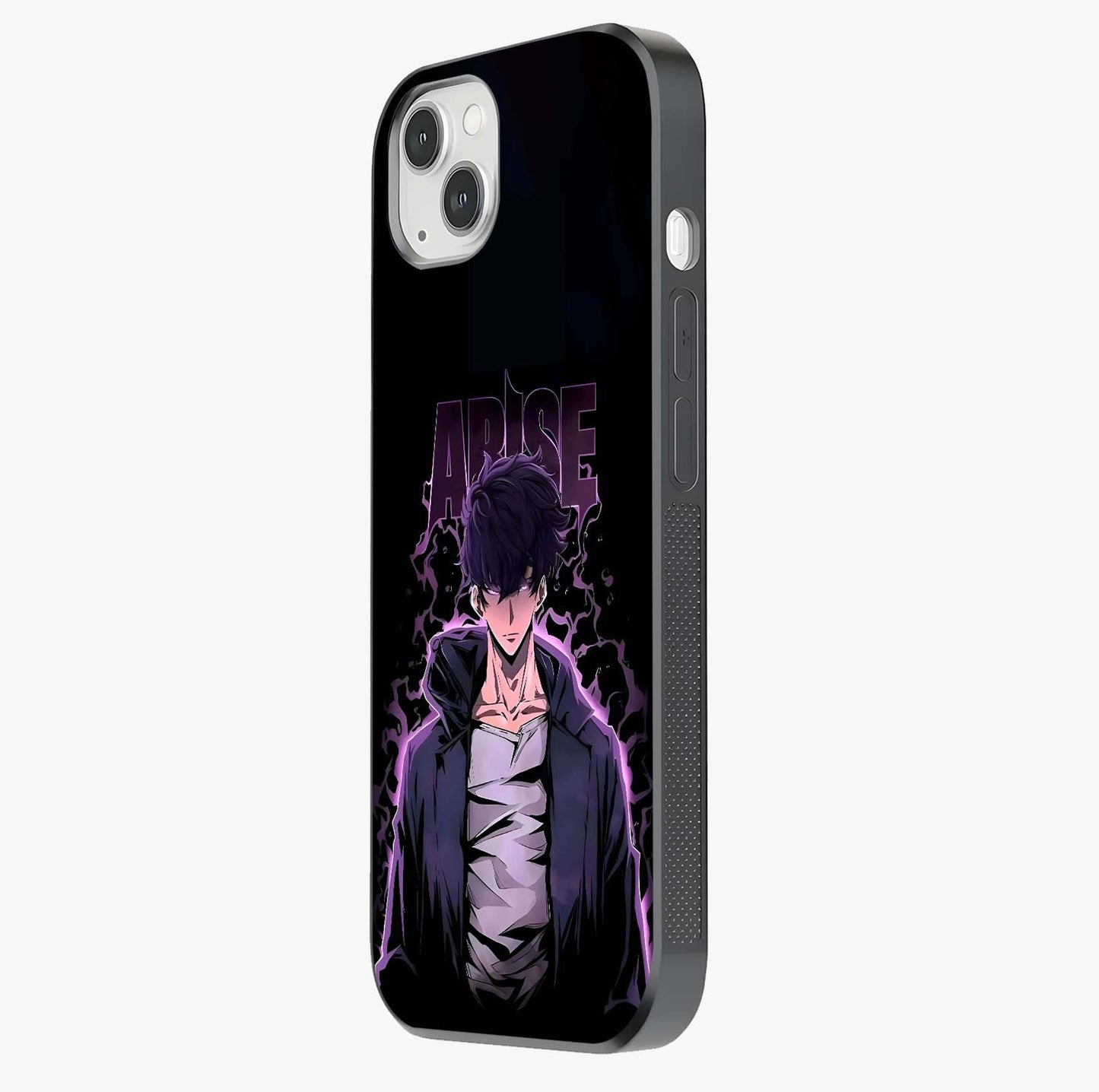 Shadow Monarch Awakening Glass Case photographed in natural light showing reflective finish and design depth.