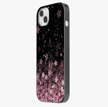 Small Starry Flowers Glass Case photographed in natural light showing reflective finish and design depth.