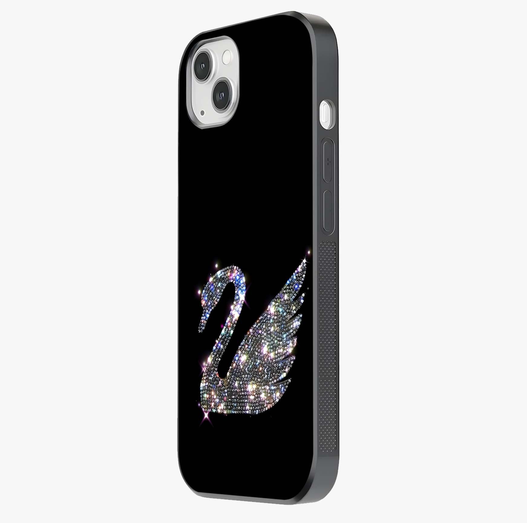 Starlit Swan Grace Glass Case photographed in natural light showing reflective finish and design depth.
