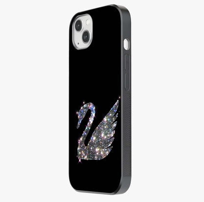 Starlit Swan Grace Glass Case photographed in natural light showing reflective finish and design depth.