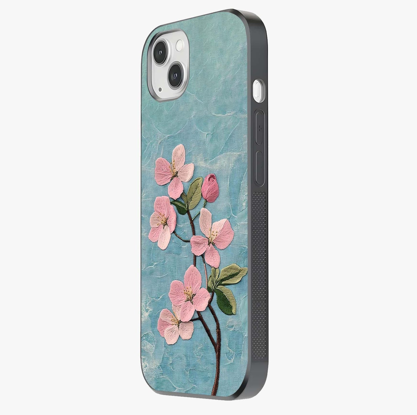 Threaded Blossom Breeze Glass Case photographed in natural light showing reflective finish and design depth.