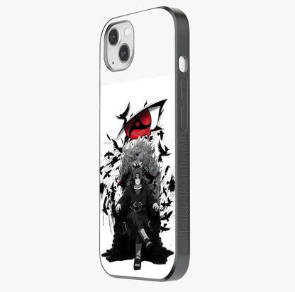 Uchiha Shadow Throne Glass Case photographed in natural light showing reflective finish and design depth.