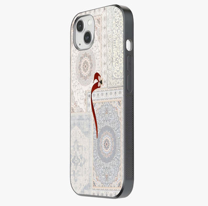 White Aesthetic Bow Glass Case photographed in natural light showing reflective finish and design depth.