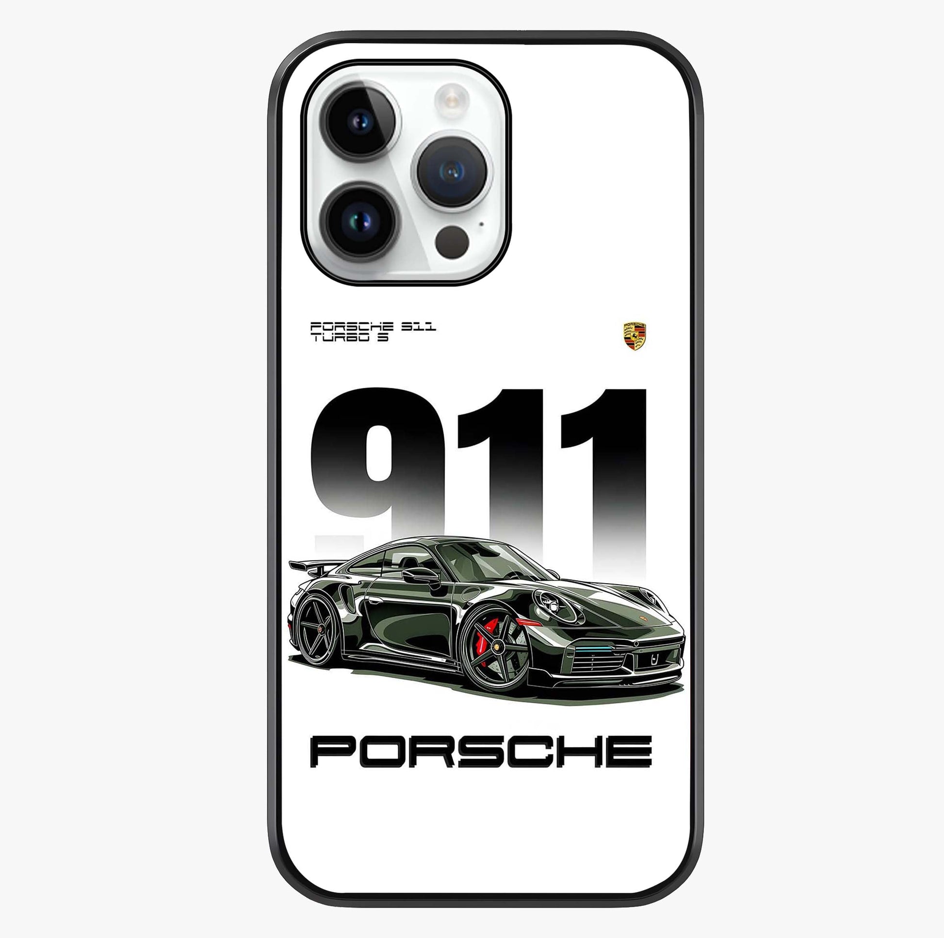911 Turbo Dominance Glass Case showing full back design in clean flat view with glossy glass finish.
