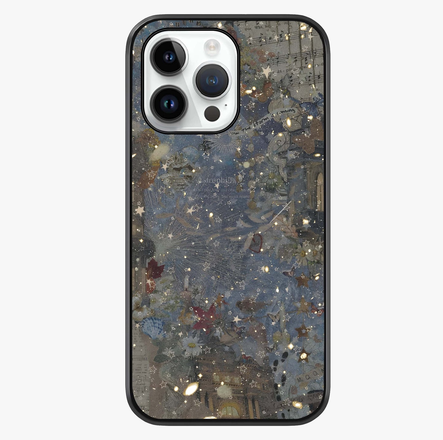 Aesthetic Astrolophia Glass Case showing full back design in clean flat view with glossy glass finish.