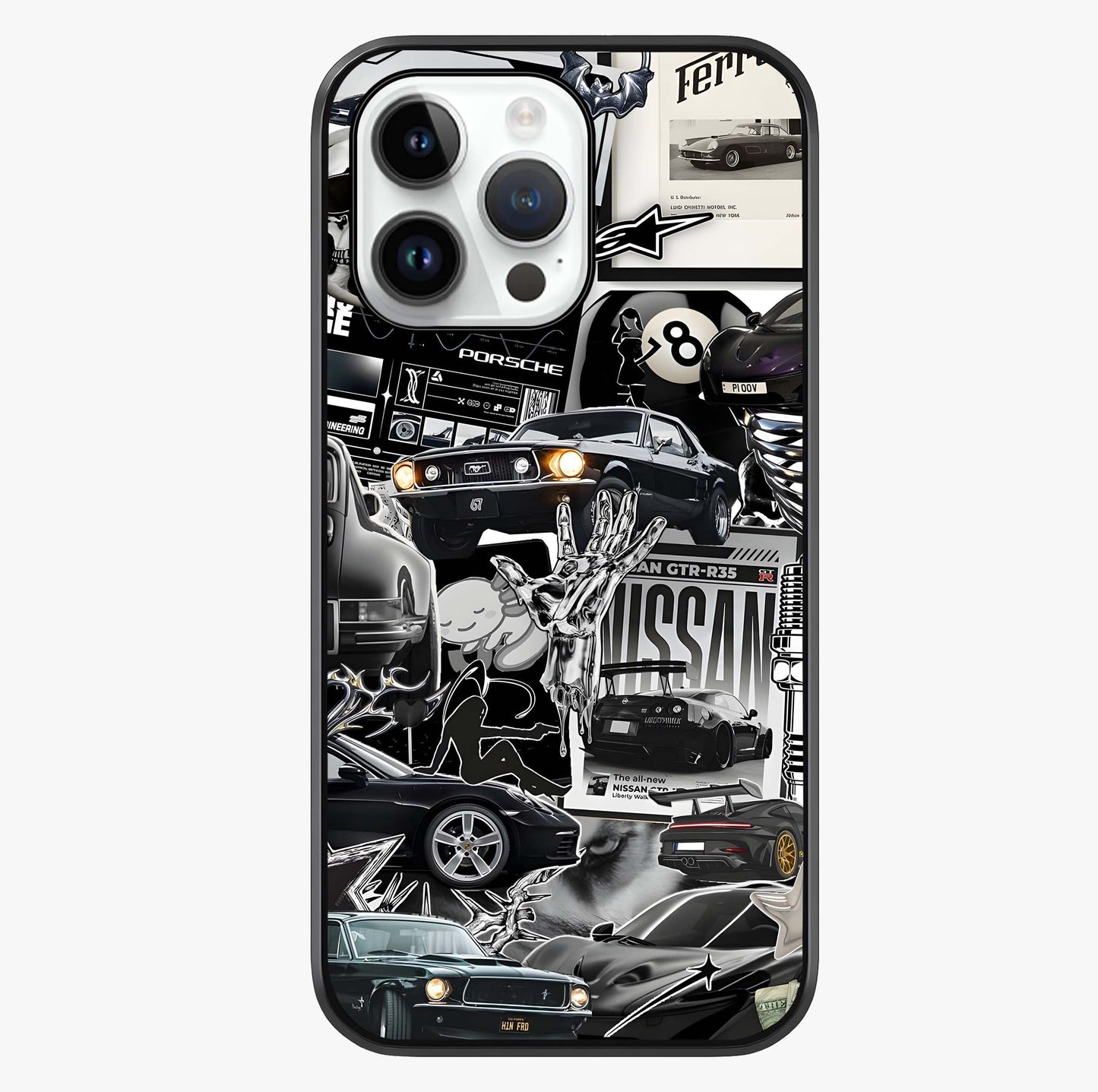 Aesthetic Dark Love Glass Case showing full back design in clean flat view with glossy glass finish.