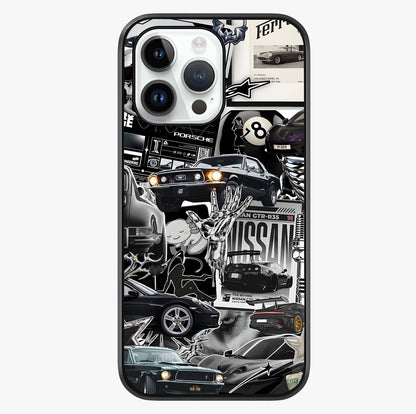 Aesthetic Dark Love Glass Case showing full back design in clean flat view with glossy glass finish.
