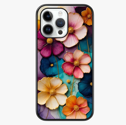 Artlyn Grace Flower Pattern Glass Case showing full back design in clean flat view with glossy glass finish.