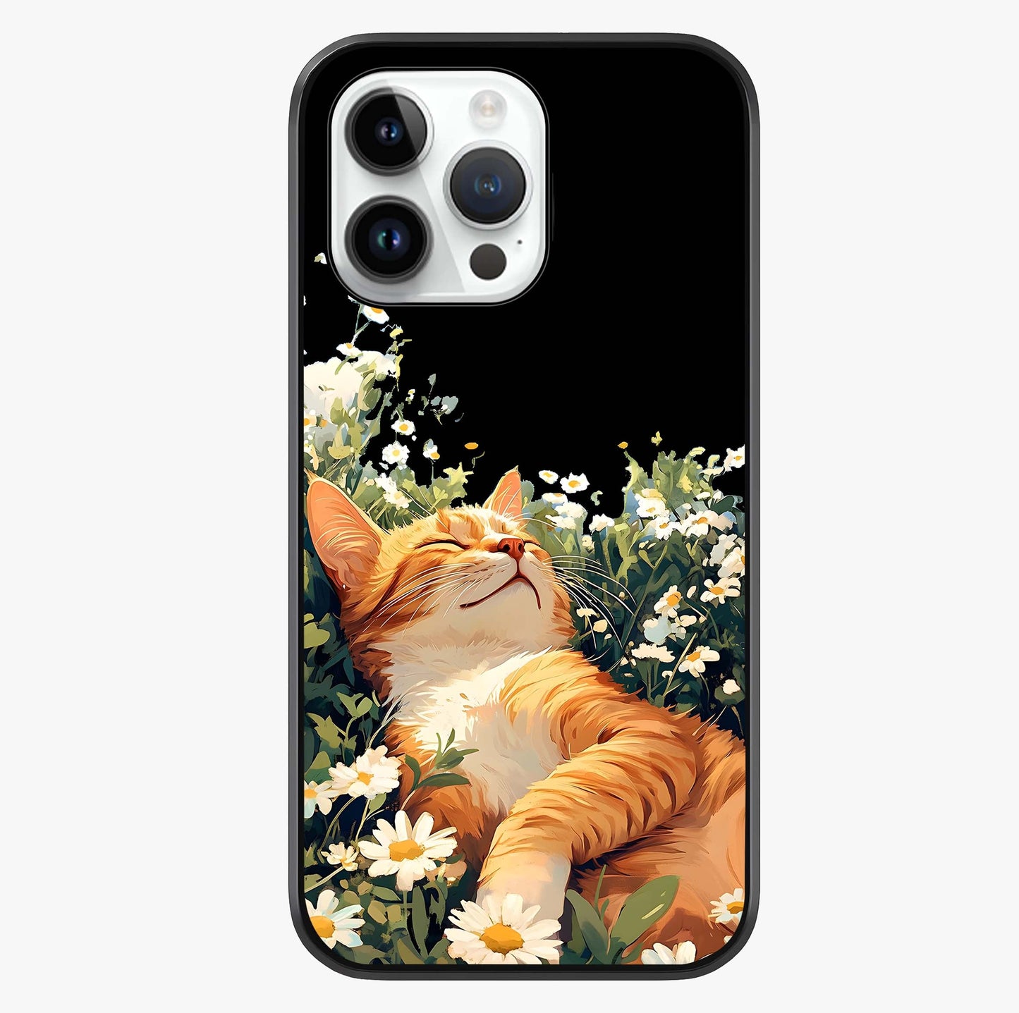 lissful Bloom Cat Glass Case showing full back design in clean flat view with glossy glass finish.