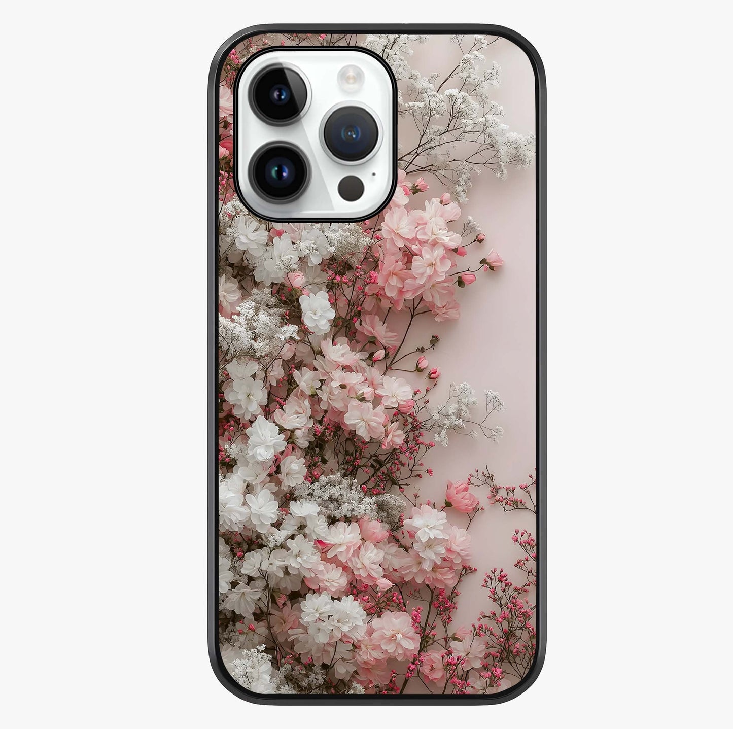 Blush Blossom Cloud Glass Case showing full back design in clean flat view with glossy glass finish.