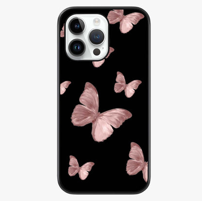 Butterfly Pattern Glass Case showing full back design in clean flat view with glossy glass finish.
