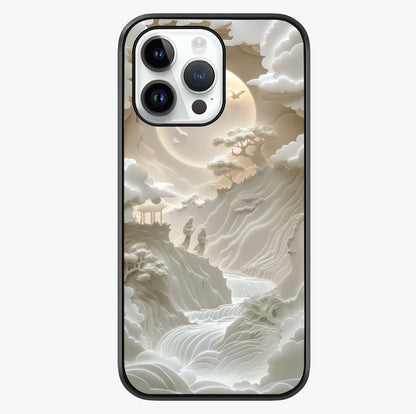 Celestial Origami Glass Case showing full back design in clean flat view with glossy glass finish.