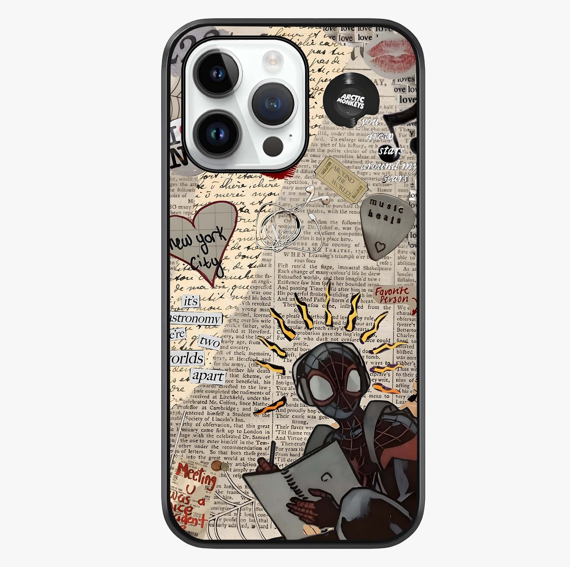 City Dream Sketch Glass Case showing full back design in clean flat view with glossy glass finish.