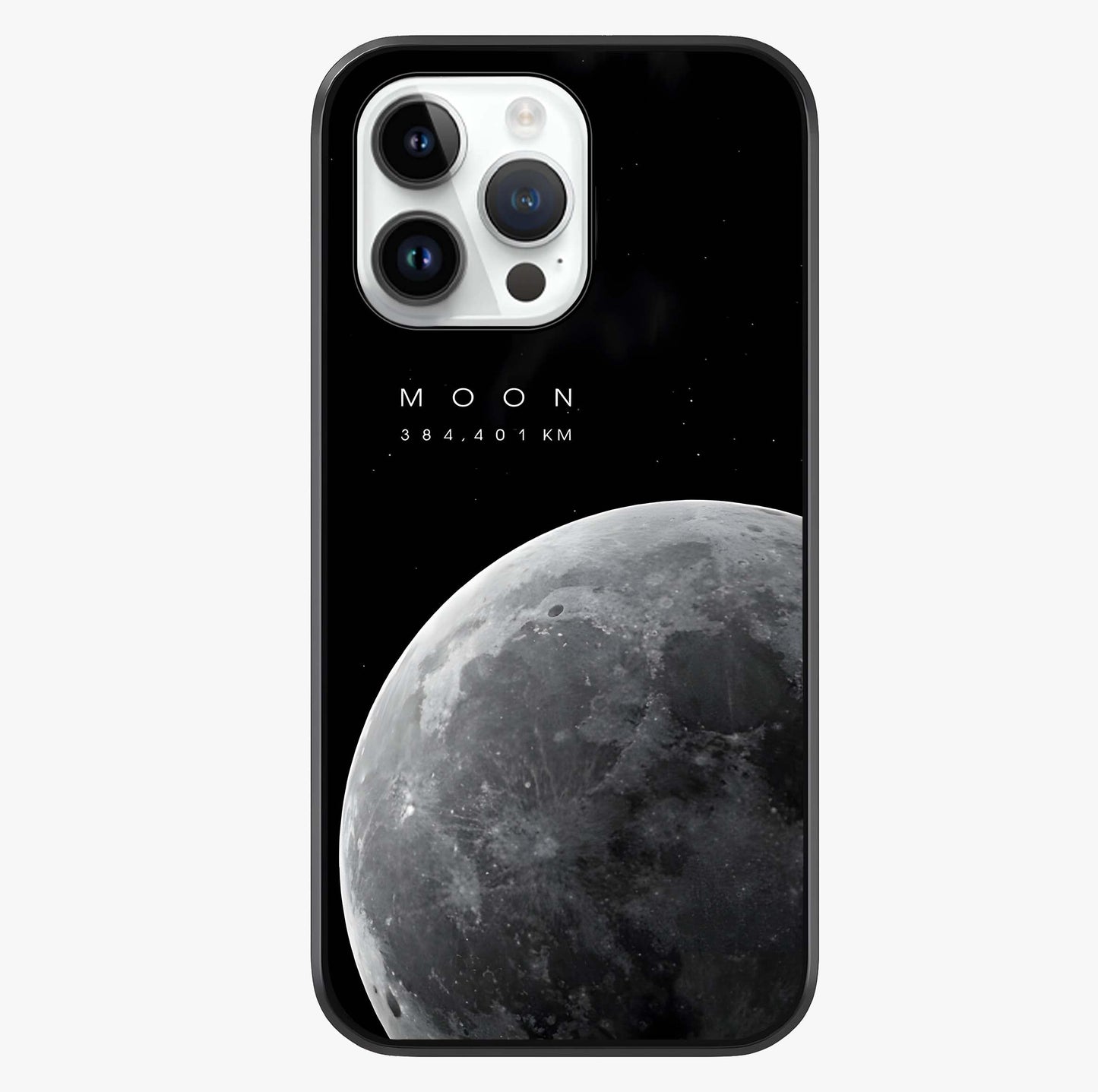 Cosmic Moon Glow Glass Case showing full back design in clean flat view with glossy glass finish.
