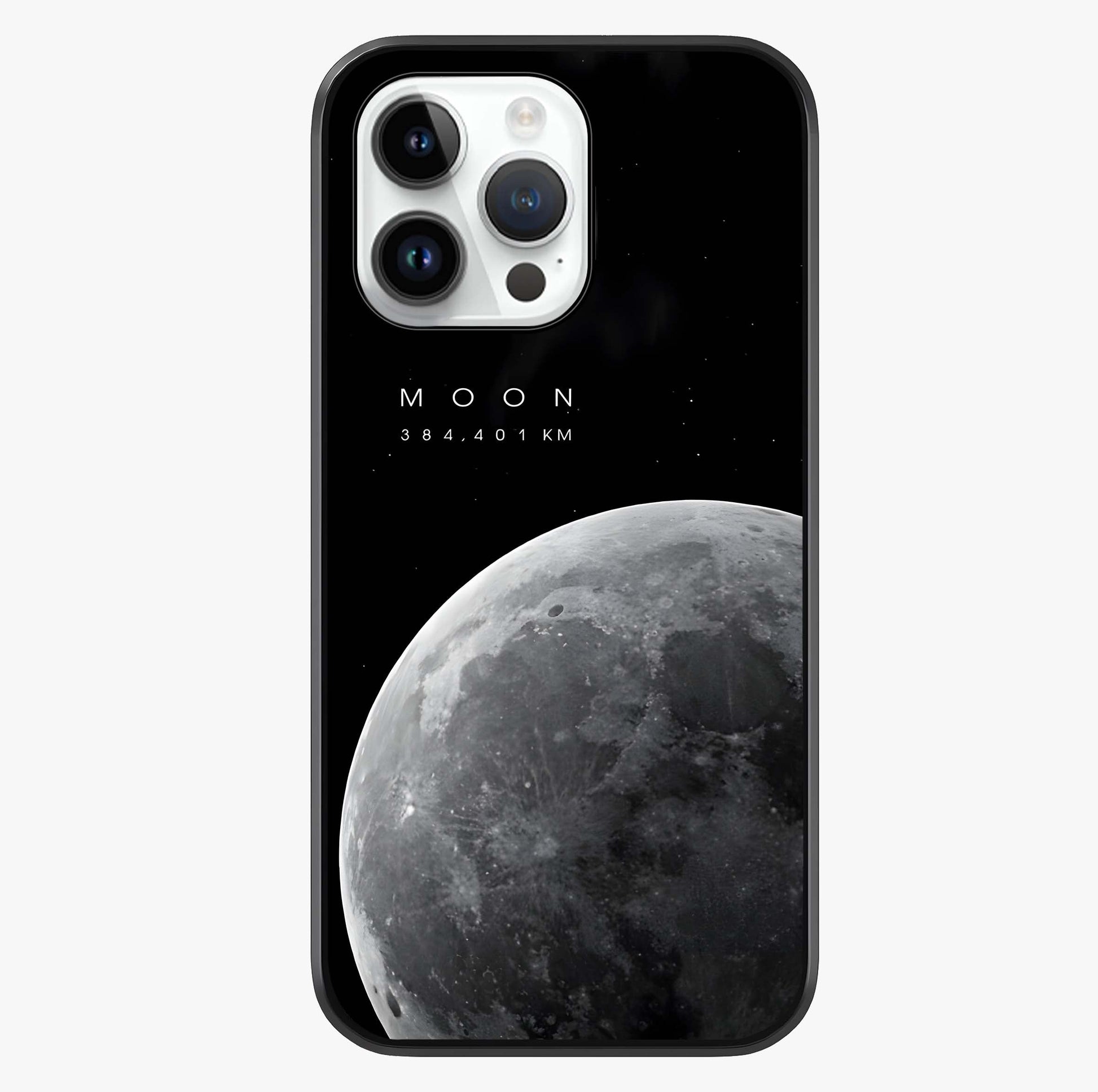 Cosmic Moon Glow Glass Case showing full back design in clean flat view with glossy glass finish.