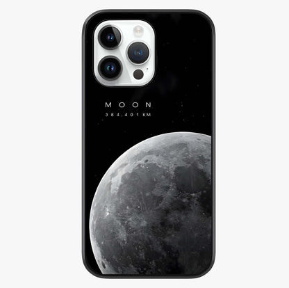 Cosmic Moon Glow Glass Case showing full back design in clean flat view with glossy glass finish.
