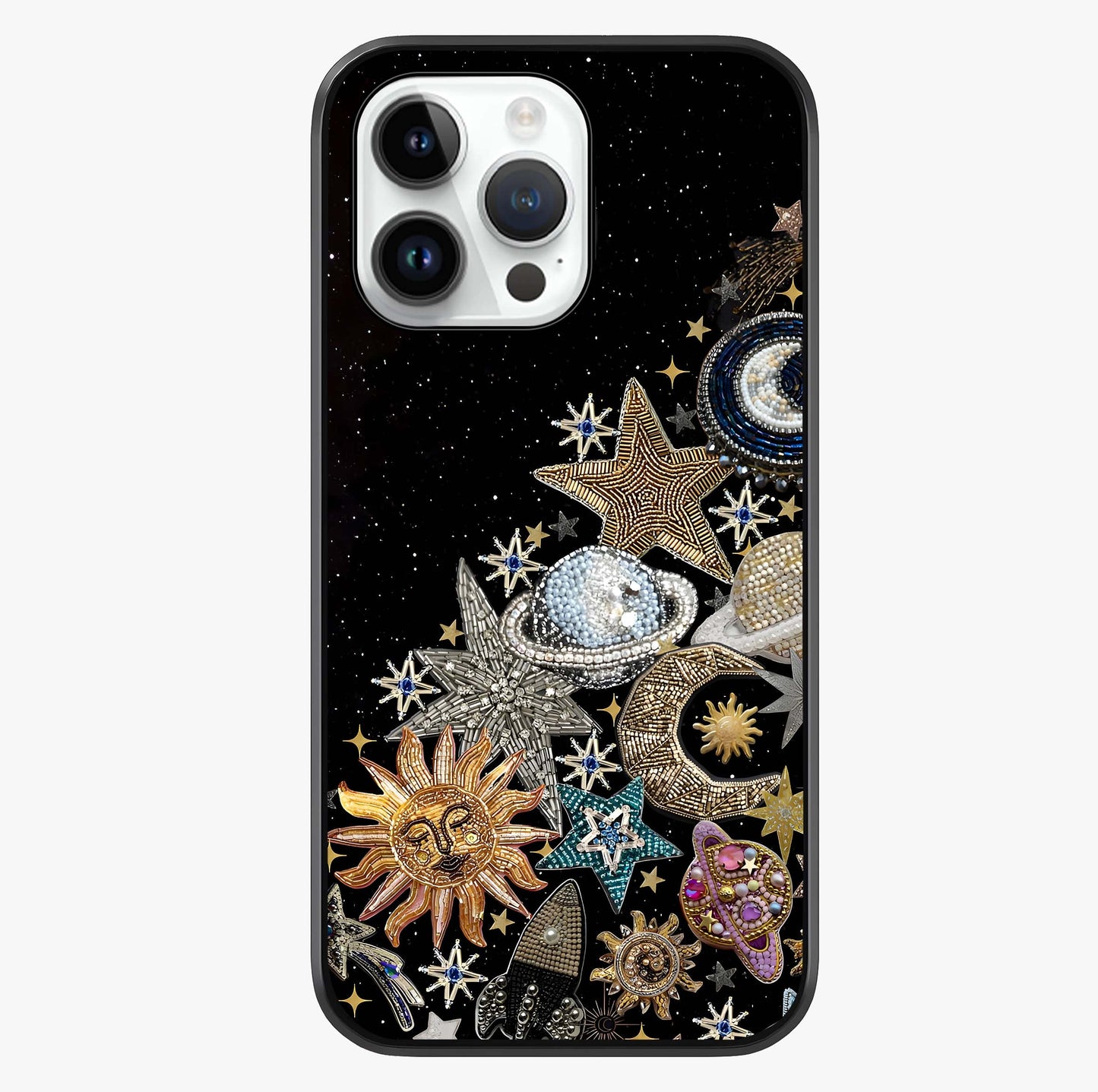 Cosmic Sparkle Dreams Glass Case showing full back design in clean flat view with glossy glass finish.