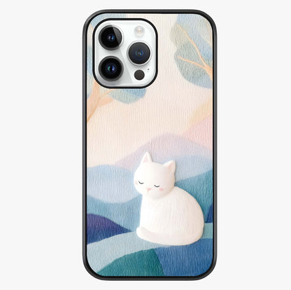 Cotton Dream Cat Glass Case showing full back design in clean flat view with glossy glass finish.