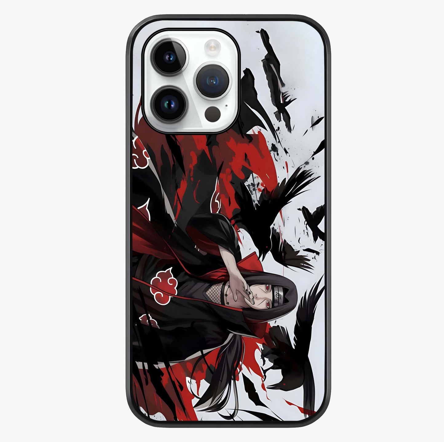 Crimson Crow Illusion Glass Case showing full back design in clean flat view with glossy glass finish.