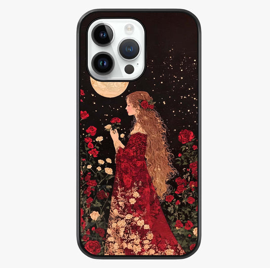 Crimson Dreams Glass Case showing full back design in clean flat view with glossy glass finish.