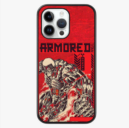 Crimson Mecha Titan Glass Case showing full back design in clean flat view with glossy glass finish.