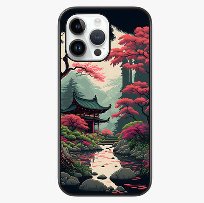 Crimson Temple View Glass Case showing full back design in clean flat view with glossy glass finish.