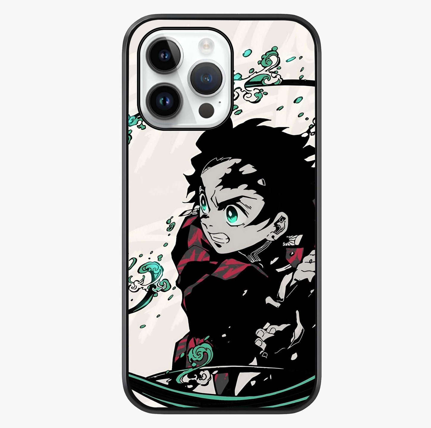 Demon Slayer Glass Case showing full back design in clean flat view with glossy glass finish.