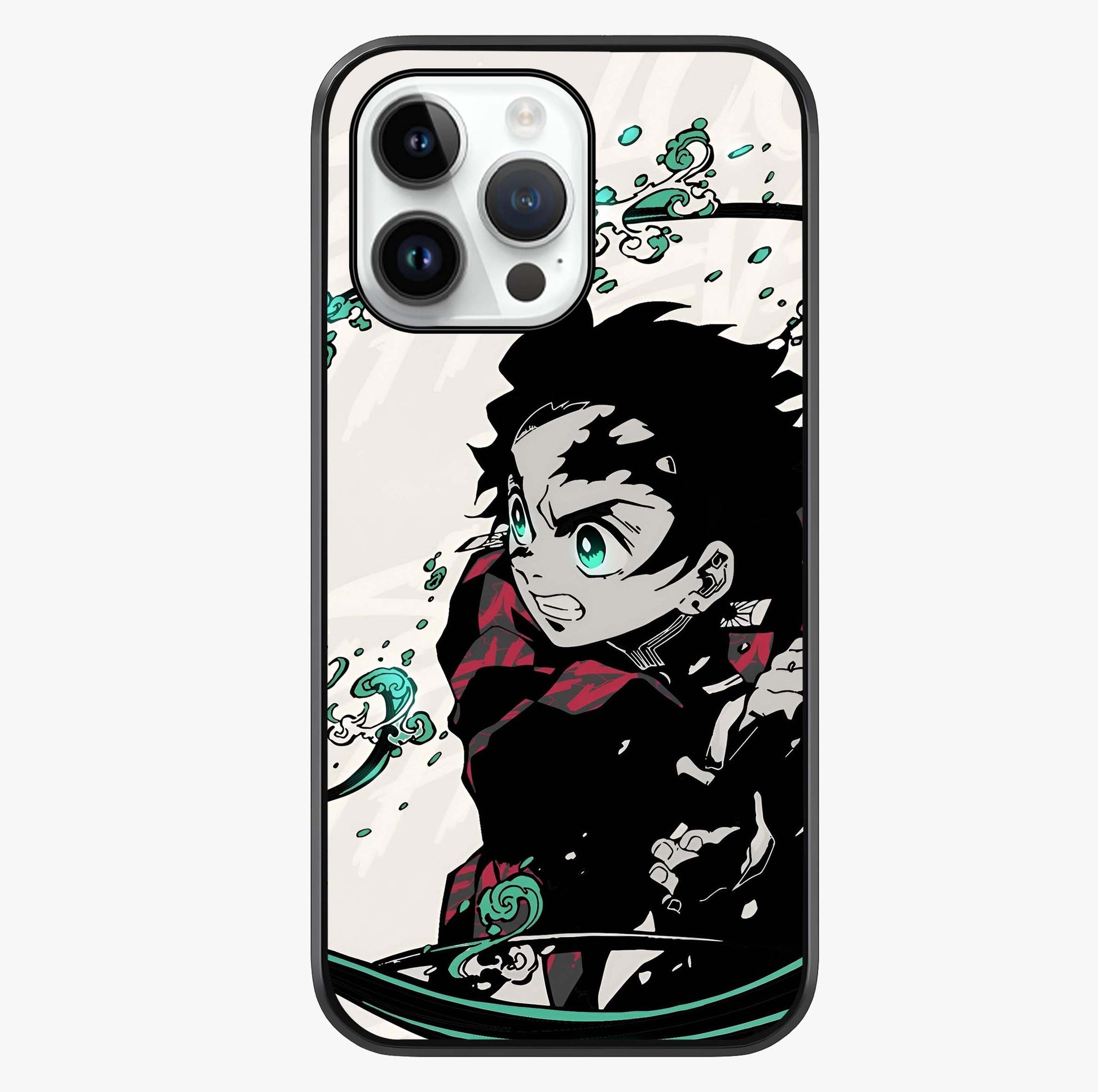 Demon Slayer Glass Case showing full back design in clean flat view with glossy glass finish.
