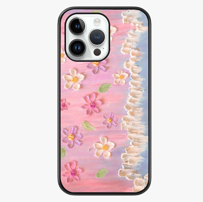 Dreamy Painted Garden Glass Case showing full back design in clean flat view with glossy glass finish.