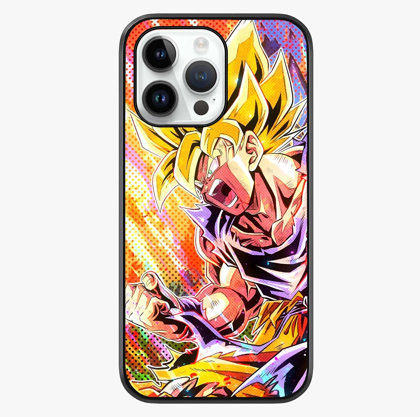 Firing Goku Glass Case showing full back design in clean flat view with glossy glass finish.
