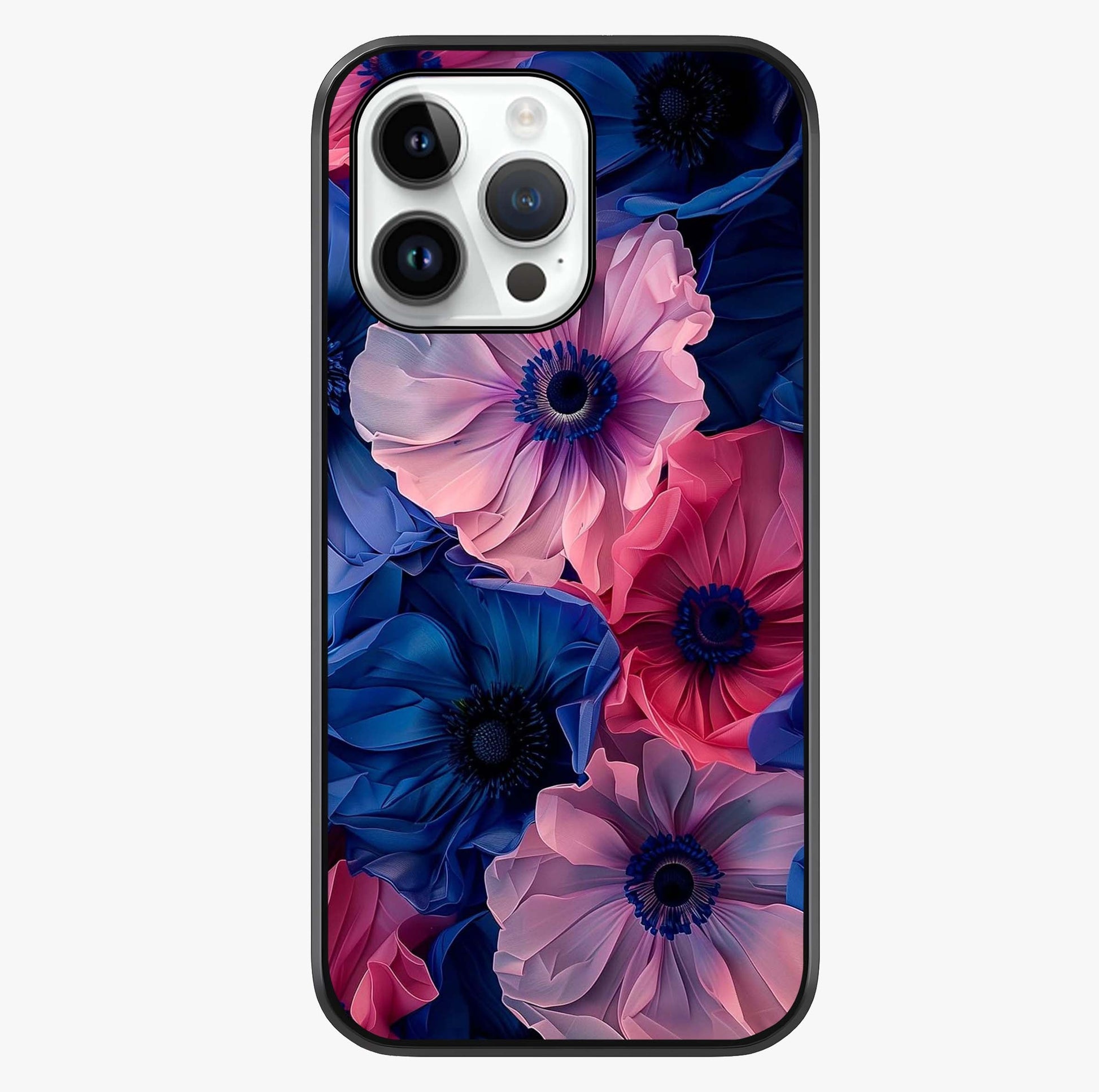 Flower Paper Art Pattern Glass Case showing full back design in clean flat view with glossy glass finish.
