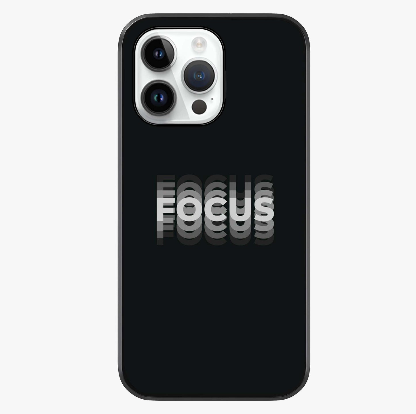 Focus Mode On Glass Case showing full back design in clean flat view with glossy glass finish.