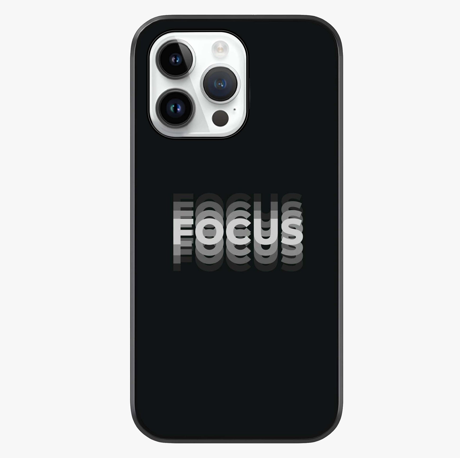 Focus Mode On Glass Case showing full back design in clean flat view with glossy glass finish.