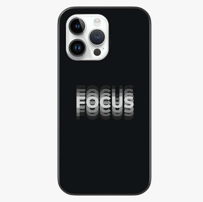 Focus Mode On Glass Case showing full back design in clean flat view with glossy glass finish.
