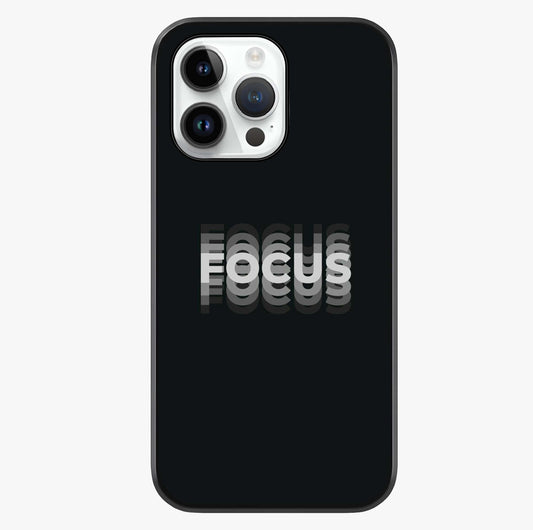 Focus Mode On Glass Case showing full back design in clean flat view with glossy glass finish.