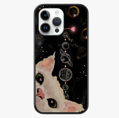 Galactic Cat Glass Case showing full back design in clean flat view with glossy glass finish.