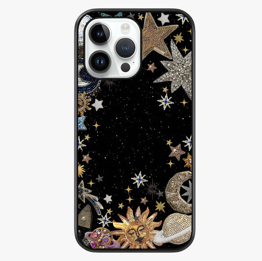 Galactic Jewel Stars Glass Case showing full back design in clean flat view with glossy glass finish.