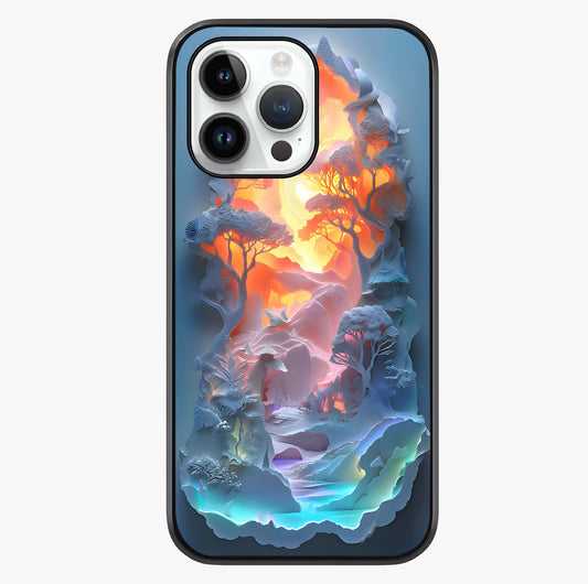 Glow Forest Portal Glass Case showing full back design in clean flat view with glossy glass finish.