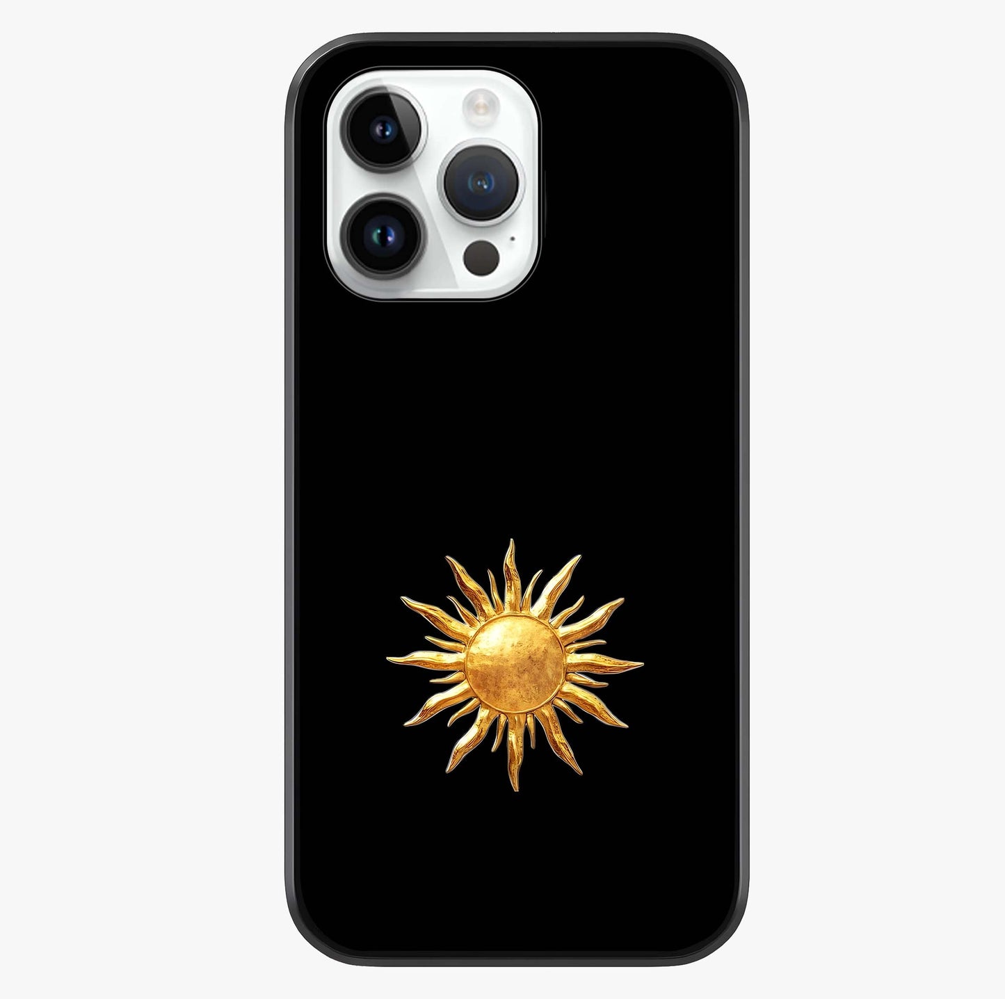 Golden Sun Minimalism Glass Case showing full back design in clean flat view with glossy glass finish.