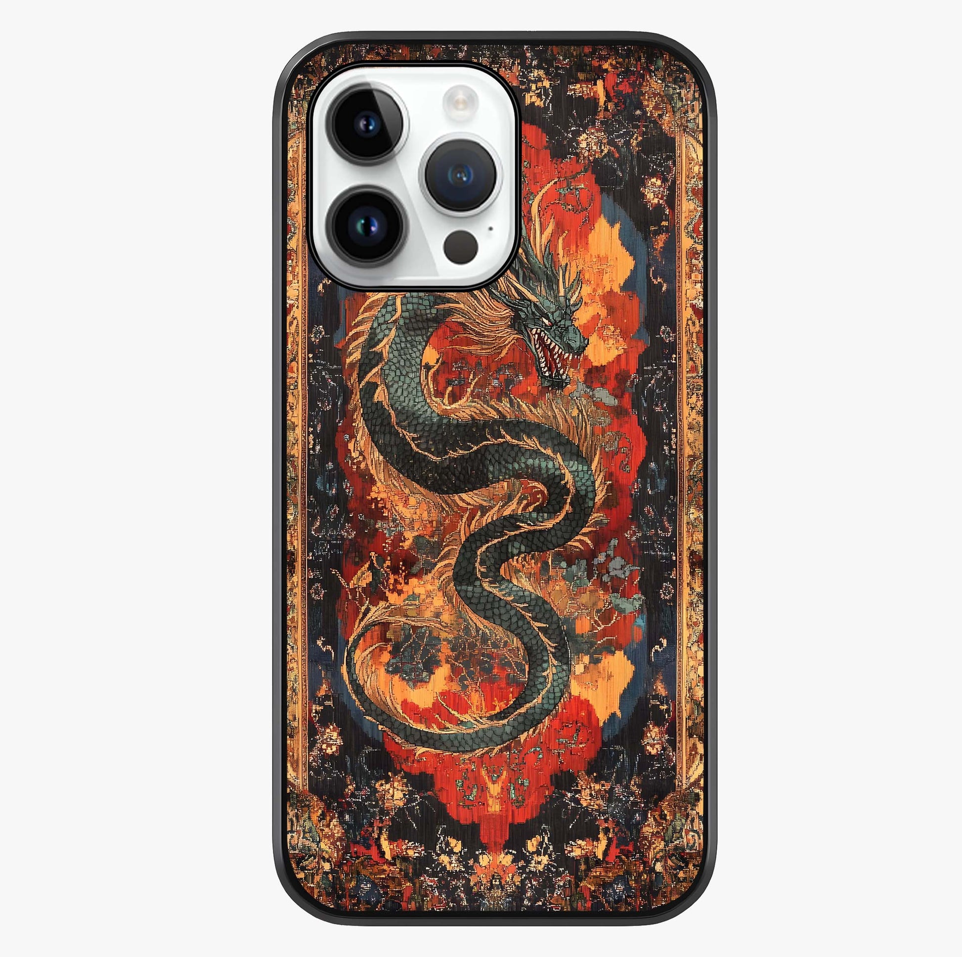 Inferno Dragon Soul Glass Case showing full back design in clean flat view with glossy glass finish.