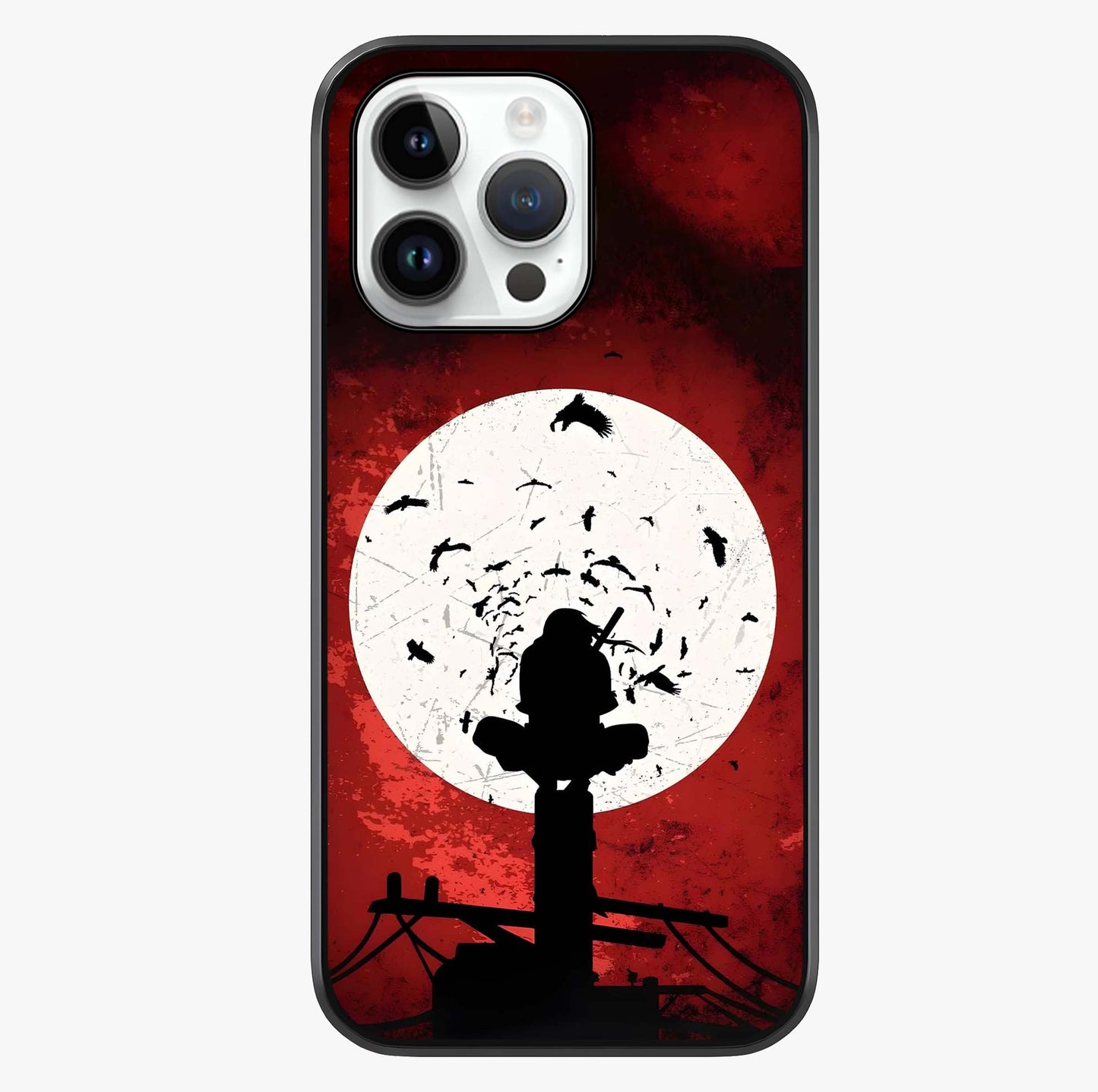 Itachi Limited Edition Naruto Anime Glass Case showing full back design in clean flat view with glossy glass finish.