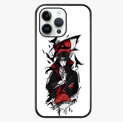 Itachi Sharingan Glass Case showing full back design in clean flat view with glossy glass finish.