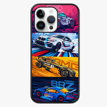 Jdm Sports Car Glass Case showing full back design in clean flat view with glossy glass finish.