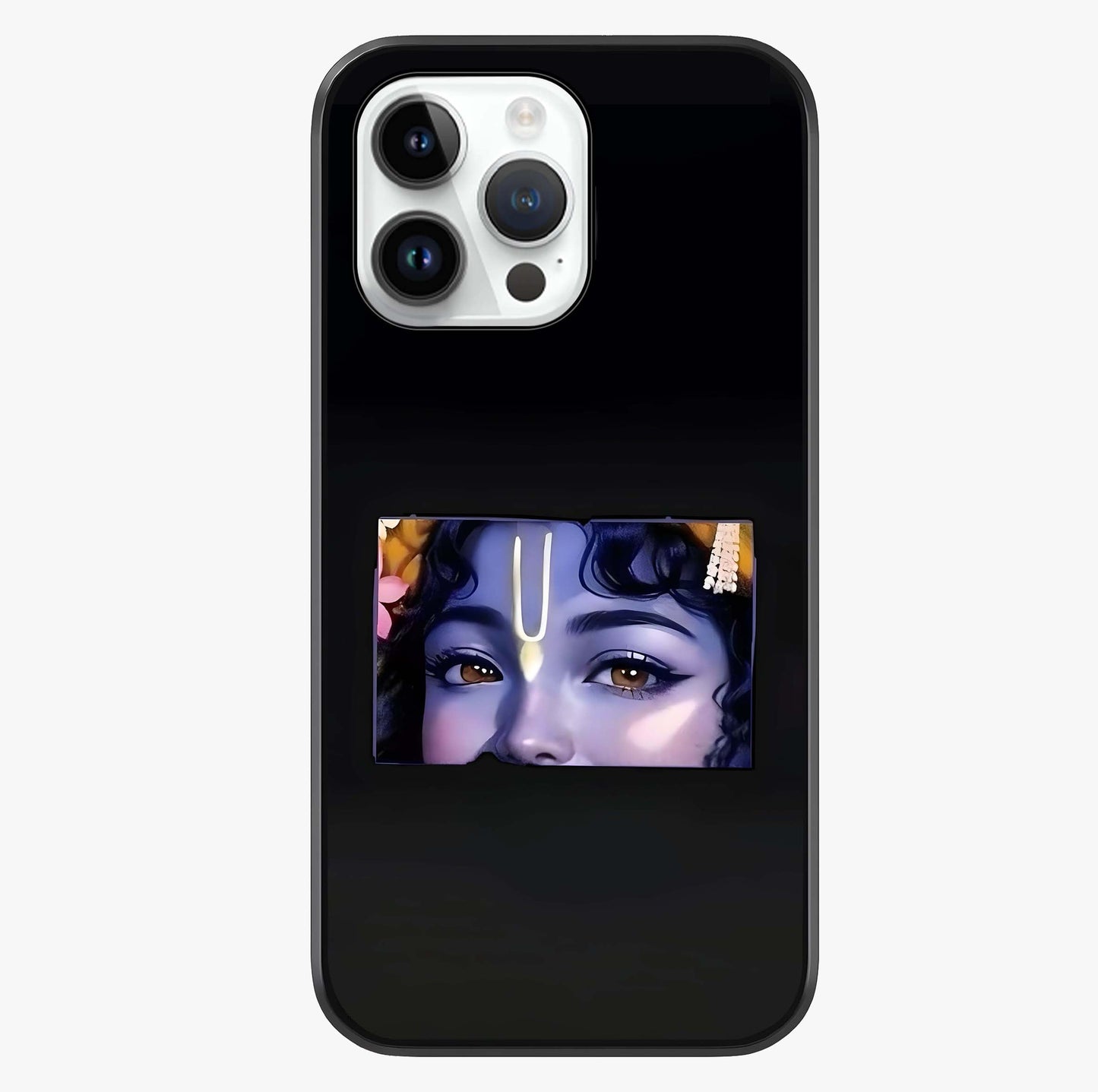 Krishna Divine Embrace Glass Case showing full back design in clean flat view with glossy glass finish.