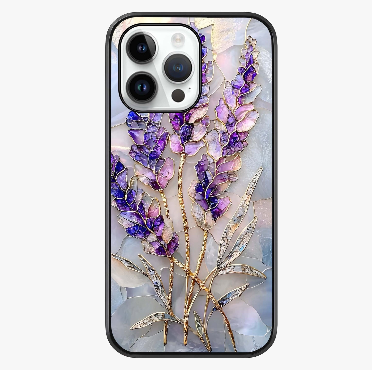 Lavender Dream Glow Glass Case showing full back design in clean flat view with glossy glass finish.