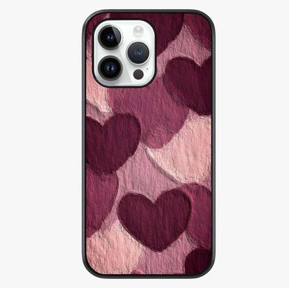 Layered Paper Hearts Glass Case showing full back design in clean flat view with glossy glass finish.