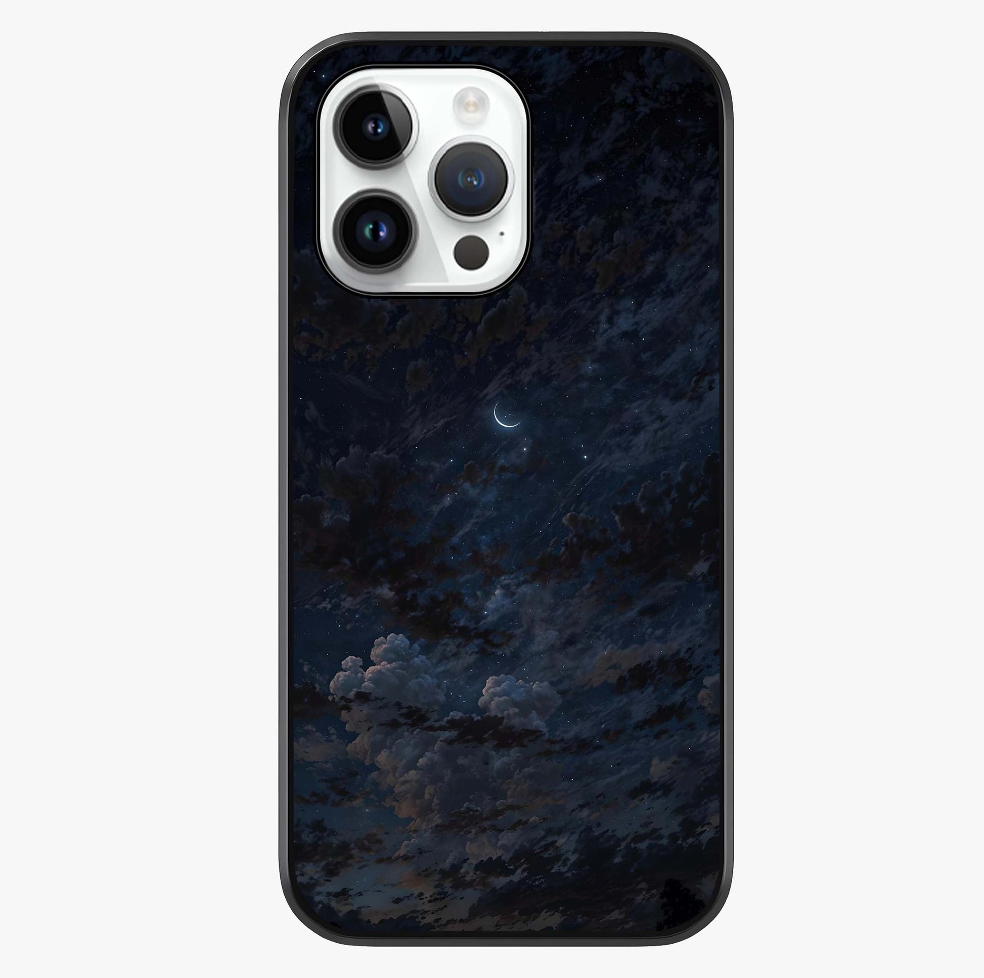 Lunar Veil Silence Glass Case showing full back design in clean flat view with glossy glass finish.